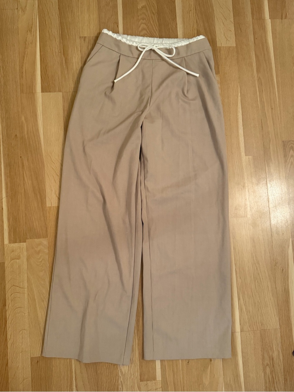 Women Zara Wide-Leg Drawstring trousers - Tan